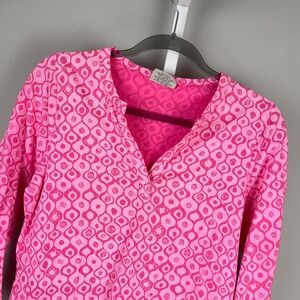 iCantoo Cotton Top Womens S Pink Printed Resort Beach Bold Bright USA